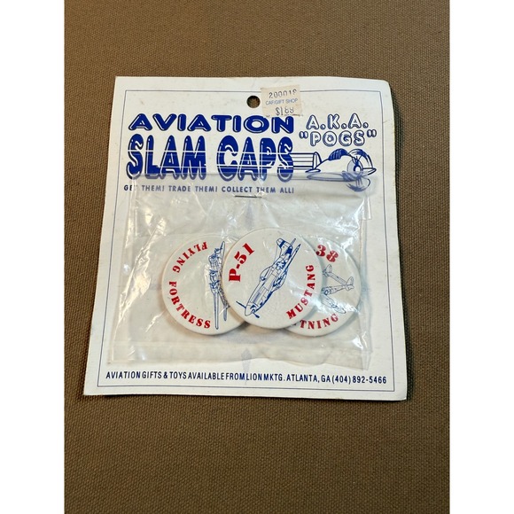 Other - Vintage Aviation Slam Caps Pogs P-40 Flying Fortress P-51 Mustang Black Widow